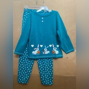 Snowden and Friends Girl’s Two Piece Matching Set Holiday Christmas Rabbits Rare